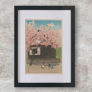 High-quality Mounted + Framed Print Spring in Mount Atago - Hasui Kawase Japanese Woodblock Print Ukiyo-e - City of Paradise