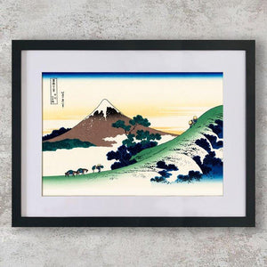 High-quality Mounted + Framed Print The Inume Pass in Kai Province - Katsushika Hokusai Japanese Woodblock Print Ukiyo-e - City of Paradise