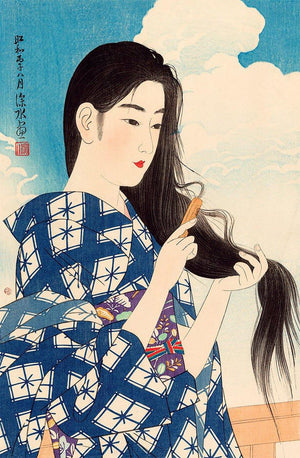 High-quality Print After Washing Her Hair - Itō Shinsui Japanese Woodblock Print Ukiyo-e - City of Paradise