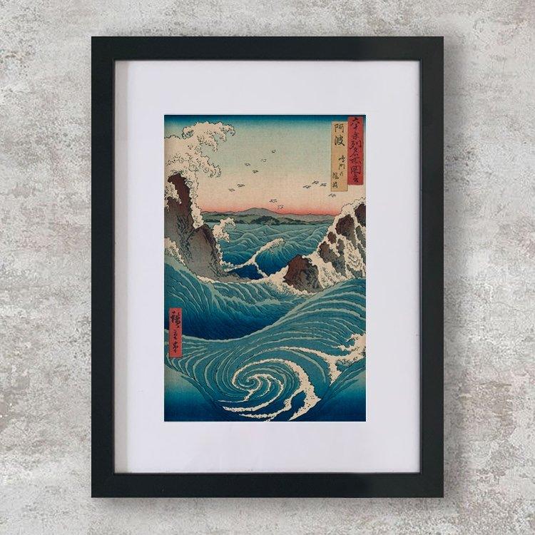 High-quality Mounted + Framed Print Awa Province Naruto Rapids - Utagawa Hiroshige Japanese Woodblock Print Ukiyo-e - City of Paradise