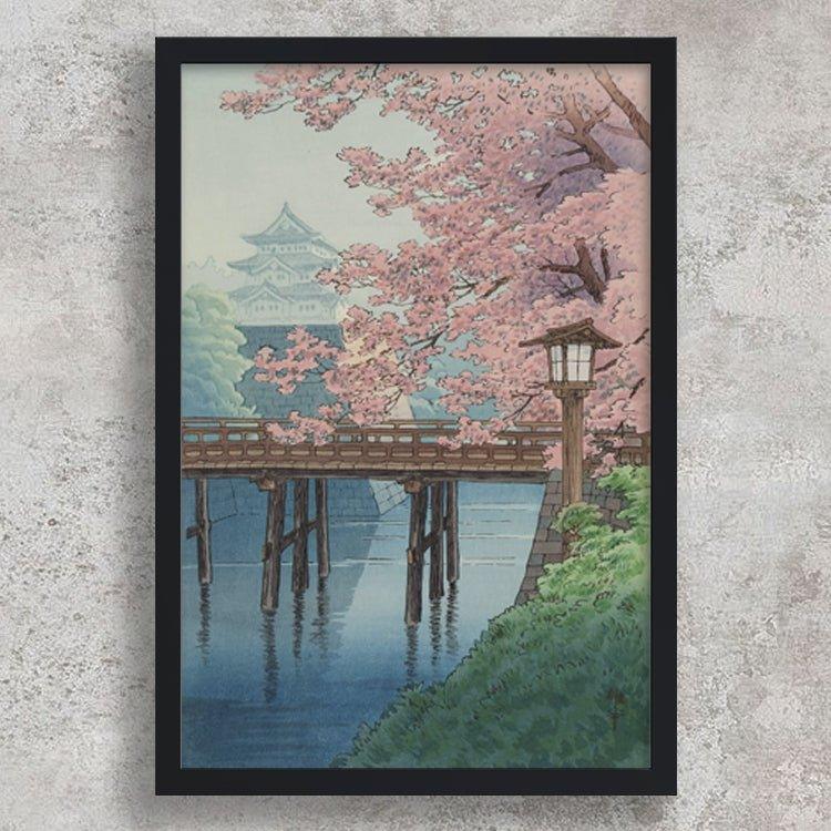 High-quality Framed Print Cherry Blossoms and Castle - Ito Yuhan Japanese Woodblock Print Ukiyo-e - City of Paradise