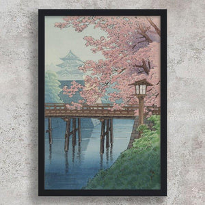 High-quality Framed Print Cherry Blossoms and Castle - Ito Yuhan Japanese Woodblock Print Ukiyo-e - City of Paradise