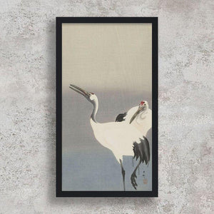 High-quality Framed Print Two White Cranes - Ohara Koson Japanese Woodblock Print Ukiyo-e - City of Paradise