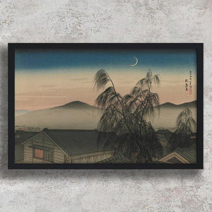 High-quality Framed Print Evening moon at Kobe - Hashiguchi Goyo Japanese Woodblock Print Ukiyo-e - City of Paradise