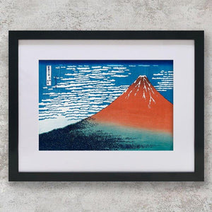 High-quality Mounted + Framed Print Fine Wind, Clear Morning -  Katsushika Hokusai Japanese Woodblock Print Ukiyo-e - City of Paradise