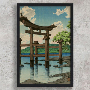 High-quality Framed Print Gozanoishi Shrine at Lake Tazawa - Kawase Hasui Japanese Woodblock Print Ukiyo-e - City of Paradise