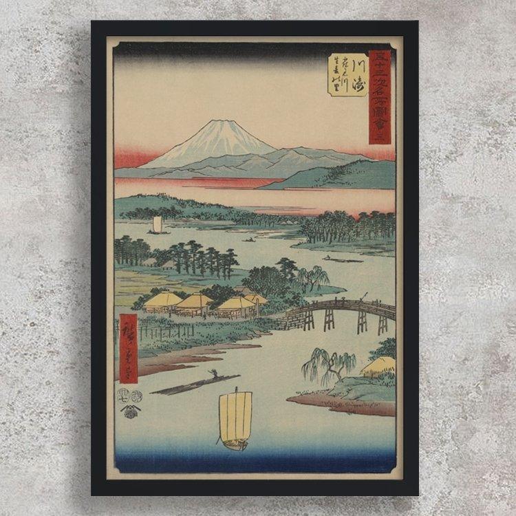 High-quality Framed Print Kawasaki Tsurumi River and Namamugi Village - Andō Hiroshige Japanese Woodblock Print Ukiyo-e - City of Paradise