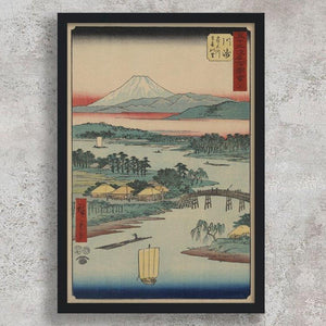 High-quality Framed Print Kawasaki Tsurumi River and Namamugi Village - Andō Hiroshige Japanese Woodblock Print Ukiyo-e - City of Paradise