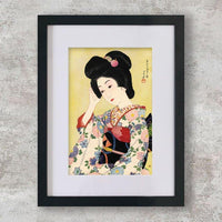 High-quality Mounted + Framed Print Departing Spring - Kawase Hasui Japanese Woodblock Print Ukiyo-e - City of Paradise