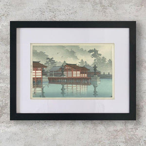 High-quality Mounted + Framed Print Miyajima in de mist - Kawase Hasui Japanese Woodblock Print Ukiyo-e - City of Paradise