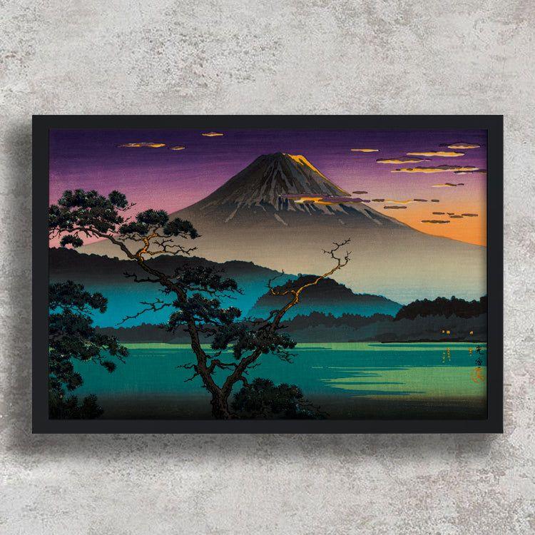 Painting Mt Fuji from Lake Sai, Evening by Tsuchiya Koitsu