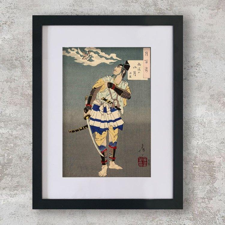 High-quality Mounted + Framed Print Mountain moon after rain - Tsukioka Yoshitoshi Japanese Woodblock Print Ukiyo-e - City of Paradise