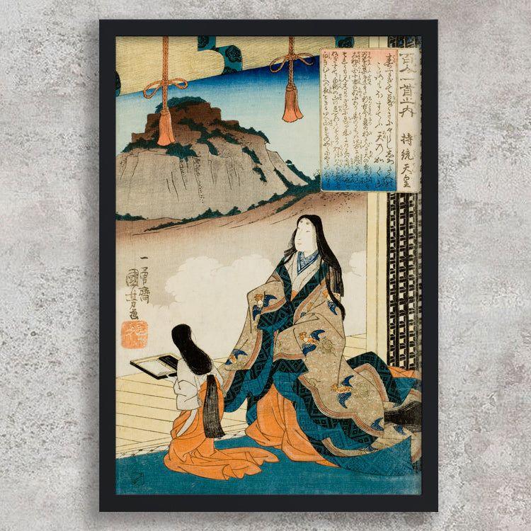 High-quality Framed Print Poem by Empress Jito - Utagawa Kuniyoshi Japanese Woodblock Print Ukiyo-e - City of Paradise
