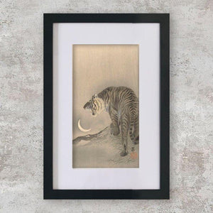 High-quality Mounted + Framed Print Roaring Tiger - Ohara Koson Japanese Woodblock Print Ukiyo-e - City of Paradise