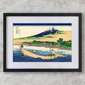 High-quality Mounted + Framed Print Shore of Tago Bay, Ejiri at Tokaido - Katsushika Hokusai Japanese Woodblock Print Ukiyo-e - City of Paradise