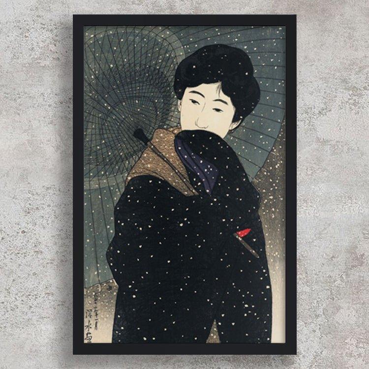 High-quality Framed Print Snowy Night - Itō Shinsui Japanese Woodblock Print Ukiyo-e - City of Paradise