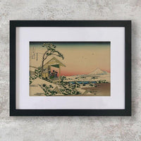 High-quality Mounted + Framed Print Teahouse at Koishikawa the morning after a snowfall - Katsushika, Hokusai Japanese Woodblock Print Ukiyo-e - City of Paradise