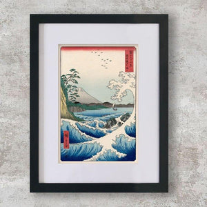 High-quality Mounted + Framed Print The Sea off Satta in Suruga Province - Utagawa Hiroshige I Japanese Woodblock Print Ukiyo-e - City of Paradise
