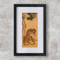 High-quality Mounted + Framed Print Tiger Cleaning Its Paw - Matsui Keichu Japanese Woodblock Print Ukiyo-e - City of Paradise