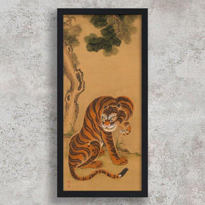 High-quality Framed Print Tiger Cleaning Its Paw - Matsui Keichu Japanese Woodblock Print Ukiyo-e - City of Paradise